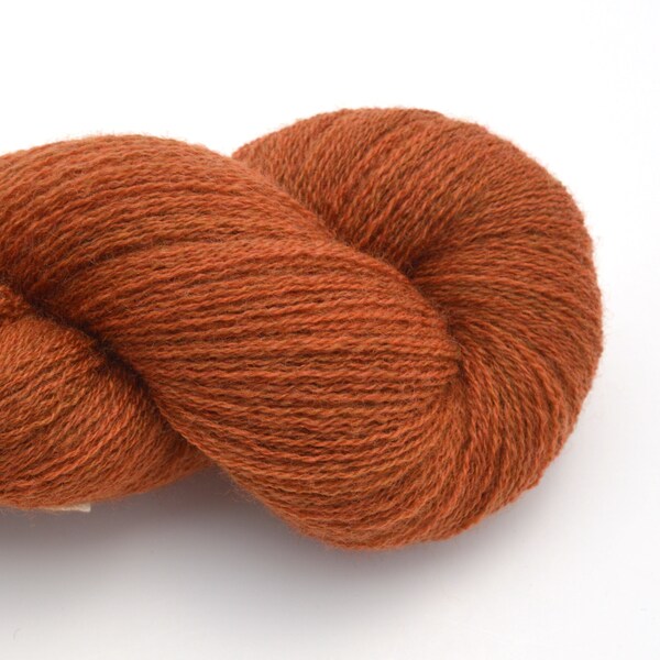 Lace Weight Merino Wool Recycled Yarn in Burnt Orange, Reclaimed and Ecofriendly, Lot 070523