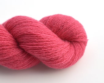 Lace Weight Cashmere Recycled Yarn in Watermelon Pink, Reclaimed and Eco-Friendly, Lot 060123
