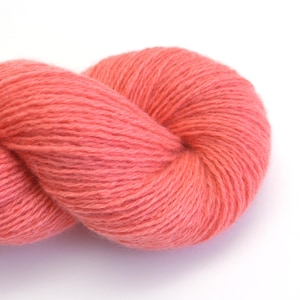 Heavy Lace Weight Cashmere Recycled Yarn in Coral Pink, Lot 050325, Reclaimed and Eco-Friendly