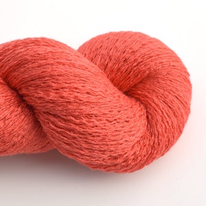 Lace Weight Silk Cashmere Recycled Yarn in Coral Orange, Lot 220123
