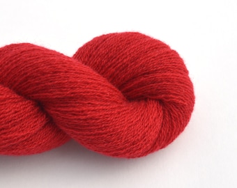 Lace Weight Cashmere Recycled Yarn in Classic Red, Reclaimed and Eco-Friendly, Lot 050224