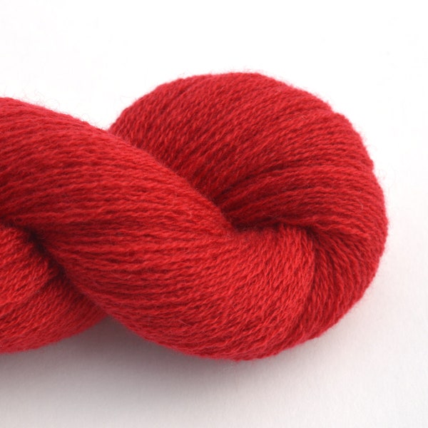 Lace Weight Cashmere Recycled Yarn in Classic Red, Reclaimed and Eco-Friendly, Lot 050224