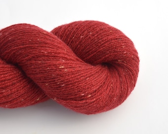 Lace Weight Cashmere Recycled Yarn in Cardinal Red Tweed, Reclaimed and Eco-Friendly, Lot 060124