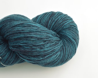 Merino Wool Recycled Yarn in Teal and Black, DK Weight, Lot 021223, Reclaimed and Ecofriendly