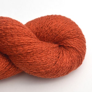 Lace Weight Silk Cashmere Recycled Yarn, Burnt Orange, Lot 060625