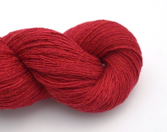 Heavy Lace Weight Silk Cashmere Blend Recycled Yarn, Red, Reclaimed and Ecofriendly, Lot 080523