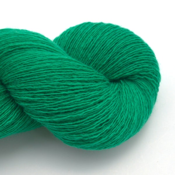 Lace Weight Cashmere Recycled Yarn in Green, Reclaimed and Eco-Friendly, Lot 010823