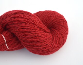Merino Cashmere Blend Recycled Yarn, Sport Weight, Red, Lot 120124, Reclaimed and Ecofriendly