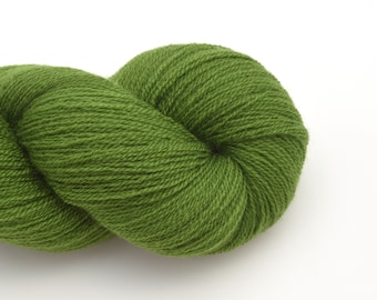 Lace Weight Merino Wool Recycled Yarn in Green, Lot 050823