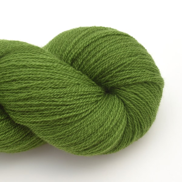 Lace Weight Merino Wool Recycled Yarn in Green, Lot 050823