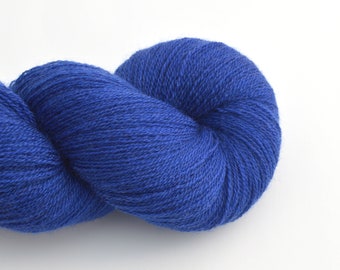 Lace Weight Merino Wool Recycled Yarn, Cobalt Blue, Lot 031123