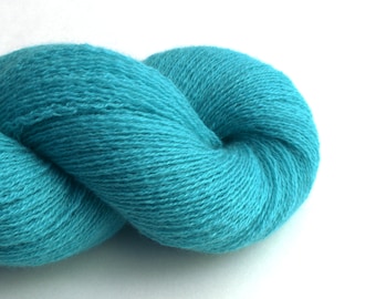 Lace Weight Cashmere Recycled Yarn in Turquoise, Reclaimed and Eco-Friendly, Lot 070224