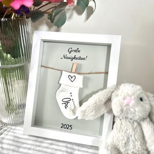 Pregnancy Announcement Frame with Baby Socks • Personalized Baby Reveal Gift • “You Will Be Grandpa” Keepsake Shadow Box