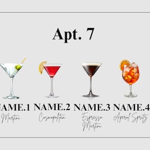 Custom Roommate Drink Print, Roommates as Drinks, Trendy College Apartment Dorm Art, Bar Cart Decor, Cocktail Poster, Personalized Wall Art