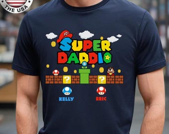 Personalized Super Daddio Comfort Colors Shirt, Fathers Day Gift Tshirt, Custom Kids Name Dad Shirt, Super Dad Shirt, Best Gift for Dads