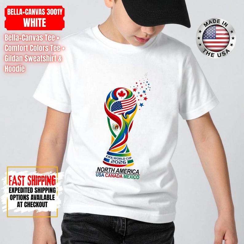 World Soccer 2026 Shirt, USA Canada Mexico, Championship 2026, Football Cup, World Soccer 2026 Shirt, International Football Shirt image 2
