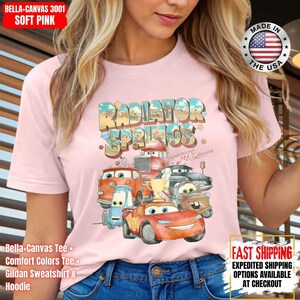Retro Comfort Colors Radiator Springs Cars Movie Shirt, Lightning McQueen Shirt, Cars Movie Disney Shirt, Disney Family Trip Sweatshirt image 3