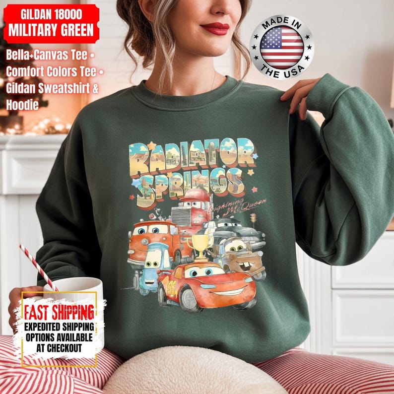 Retro Comfort Colors Radiator Springs Cars Movie Shirt, Lightning McQueen Shirt, Cars Movie Disney Shirt, Disney Family Trip Sweatshirt image 15