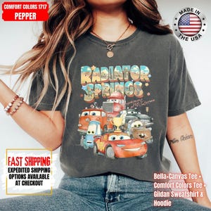 Retro Comfort Colors Radiator Springs Cars Movie Shirt, Lightning McQueen Shirt, Cars Movie Disney Shirt, Disney Family Trip Sweatshirt image 14