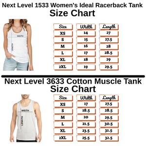 a women's tank top size chart with measurements