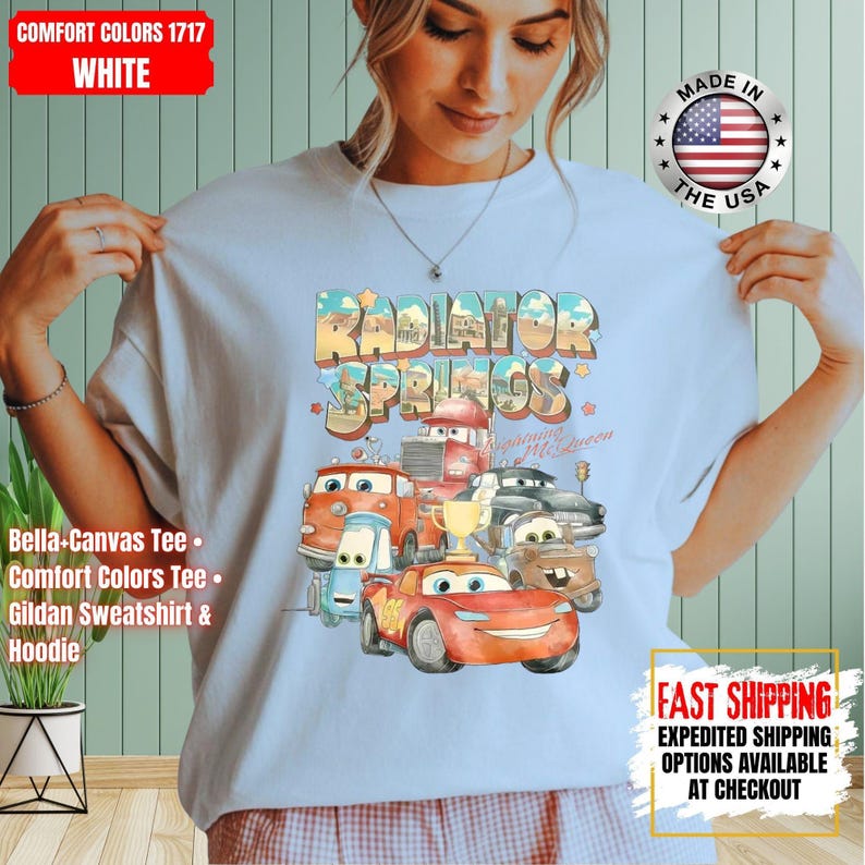 Retro Comfort Colors Radiator Springs Cars Movie Shirt, Lightning McQueen Shirt, Cars Movie Disney Shirt, Disney Family Trip Sweatshirt image 4