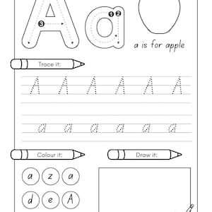 Hojas de trabajo para niños que aprenden a trazar el alfabeto A-Z / 26 páginas para colorear y practicar la escritura del ABC / PDF imprimible de aprendizaje para niños en edad preescolar
