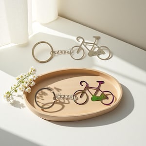 Bicycle Keychain | Stainless Steel Bike Key Ring with Enamel Finish | Custom Engraved Cycling Gift for Men & Women