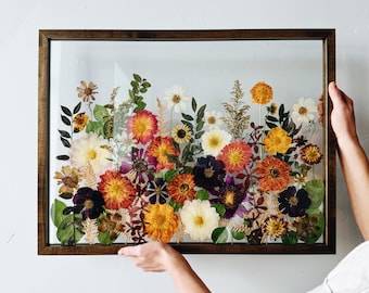 Custom Pressed Wedding Bouquet | Archival Floral Art Keepsake | Field Design