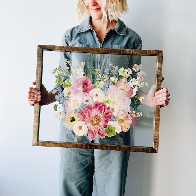 Custom Wedding Bouquet Preservation | Pressed Flower Art | Fine Art Floral Keepsake | Sustainably Made | Preserve Wedding Flowers