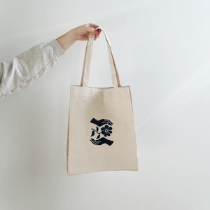 Flower Logo Recycled Tote Bag - Tote Bag - Canvas Tote Bag - Eco-friendly Tote Bag - Flower Tote - Flowers Of The Press Tote Bag