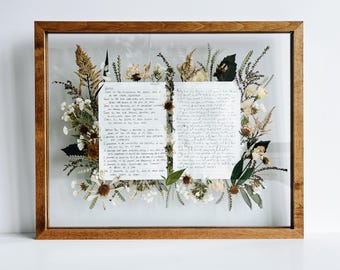 Pressed Flower Wedding Vow Art | Bouquet Preservation