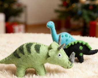 Handmade Wool Felt Dinosaur Plush – Whimsical Nursery Decor