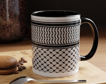 Keffiyeh Pattern Accent Coffee Mug | 11oz 15oz