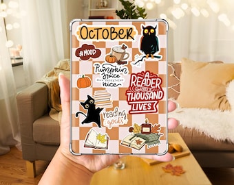 Fall Kindle Insert for Clear Case: Black Cat, Spooky Owl, Pumpkin Spice, Autumn Theme for Paperwhite, Scribe, Oasis, Colorsoft, Basic