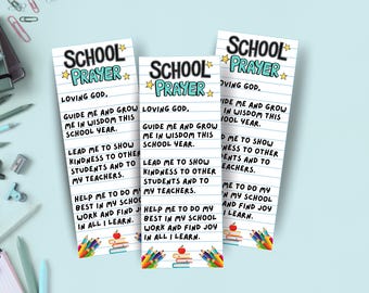 Back to School Bookmarks with Student Prayer for Kids (PDF Download)