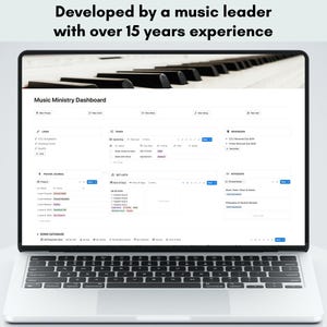 Music Ministry Dashboard Notion Template: Developed by a music leader with over 15 years experience.