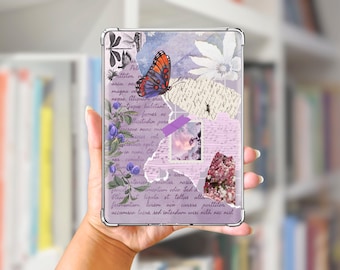 Kindle Clear Case Insert: Purple Junk Journal Butterfly Theme (Digital Download)
