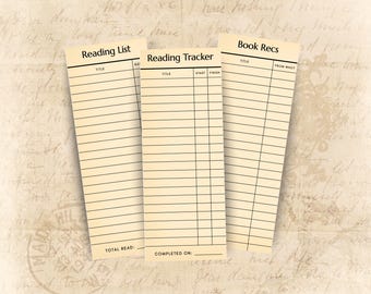 Reading Tracker Bookmarks: Book Lists with Library Card Style