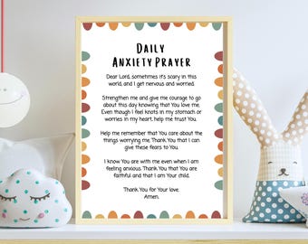 Kids Anxiety Prayer Art: Christian Sunday School Decor (PDF Download)