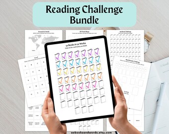 Printable Book Journal Challenge Bundle: Reading Bingo, A-Z, Bracket Rating (PDF)