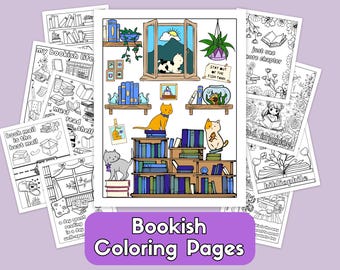 Coloring Pages for Readers and Book Lovers, Fun and Relaxing Reading Activities (PDF Download)