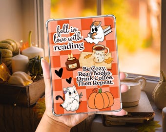 Fall Kindle Insert for Clear Case: Cozy Ghost, Spooky Autumn, Cat Costume eReader Theme for Paperwhite, Scribe, Oasis, Colorsoft, Basic
