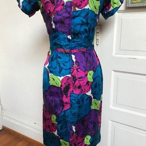 1950s Ceil Champman Floral Silk Wiggle Dress image 4