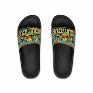 Men&#39;s Slide Sandals with Colorful Graffiti Design, Trendy Summer Footwear, Beach Slides, Casual Slippers, Boho Style Sandals