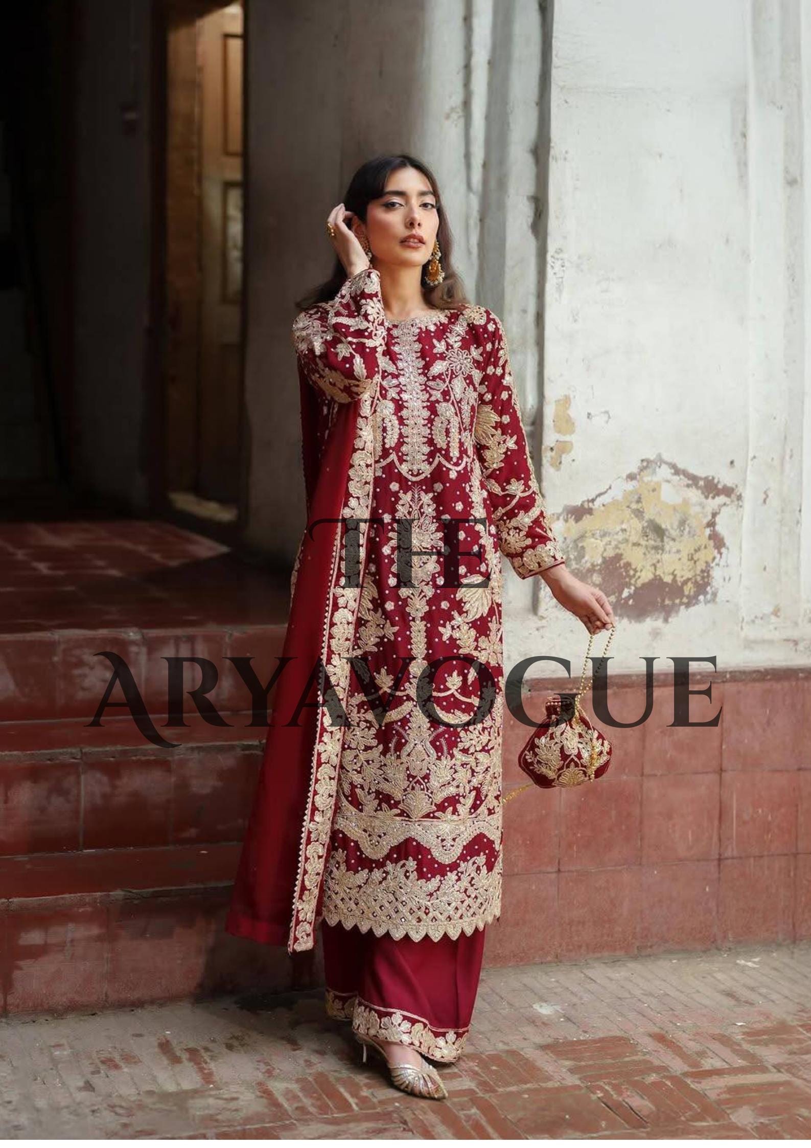 slim fit dress slacks Pakistani Dress Chiffon Sequence main image 1