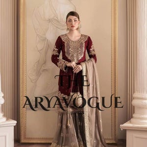 Maroon & Beige Embroidered Anarkali Gown | Indian Wedding Dress | Party Wear Gown | Ethnic Bridal Outfit | The Aryavogue