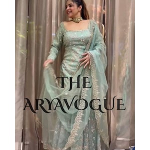 Mint Green Sequin Embroidered Lehenga Set | Indian Bridal Outfit | Designer Partywear Gown | Wedding Reception Dress | The Aryavogue