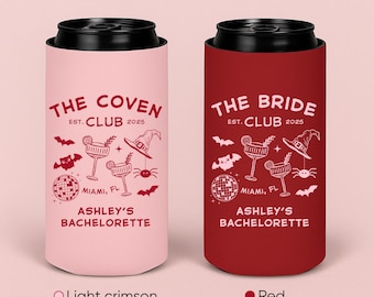 Enfriador de latas personalizado para despedida de soltera de Halloween, recuerdo de novia de bruja