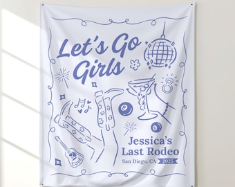 Cowgirl Möhippa Tapestry Banderoll: Let's Go Girls, Sista Rodeo Bakgrund