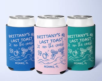 Last Toast on the Coast Can Cooler, Beach Bachelorette Party Favor, Coastal Bride Drink Sleeve